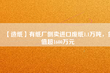 【造紙】有紙廠倒賣進口廢紙1.1萬噸,貨值超1600萬元